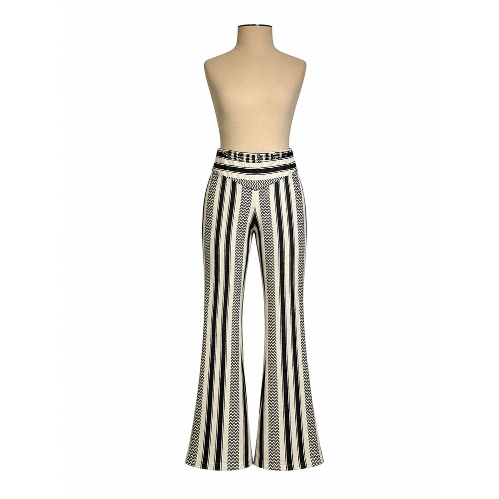 Rip Curl Women's S Boho Flare Pants Cream‎ Gray Striped Festival Beach Resort